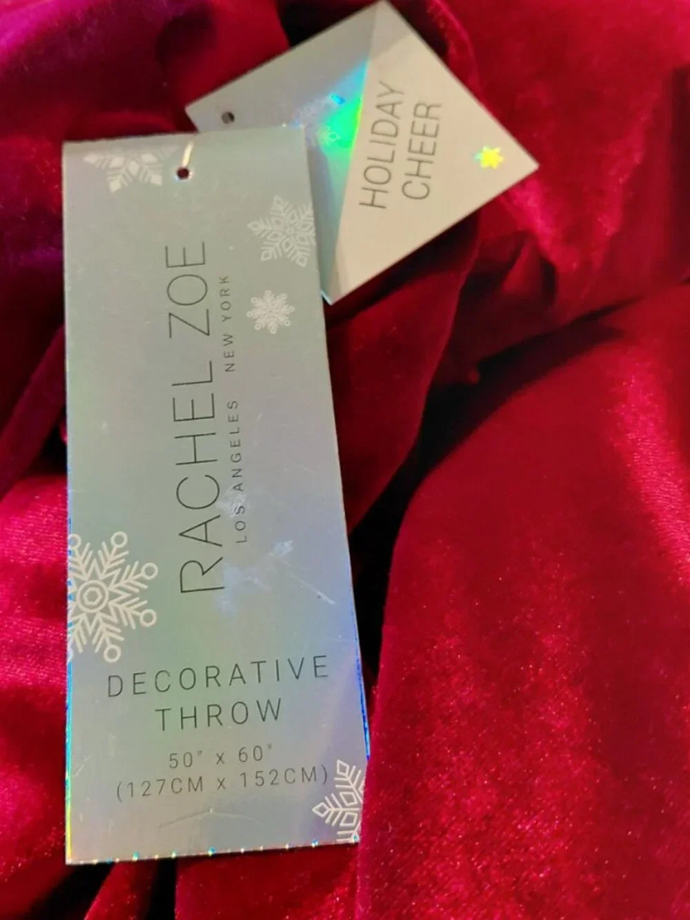 NWT Rachael Zoe Plush Burgundy Holiday Cheer Throw